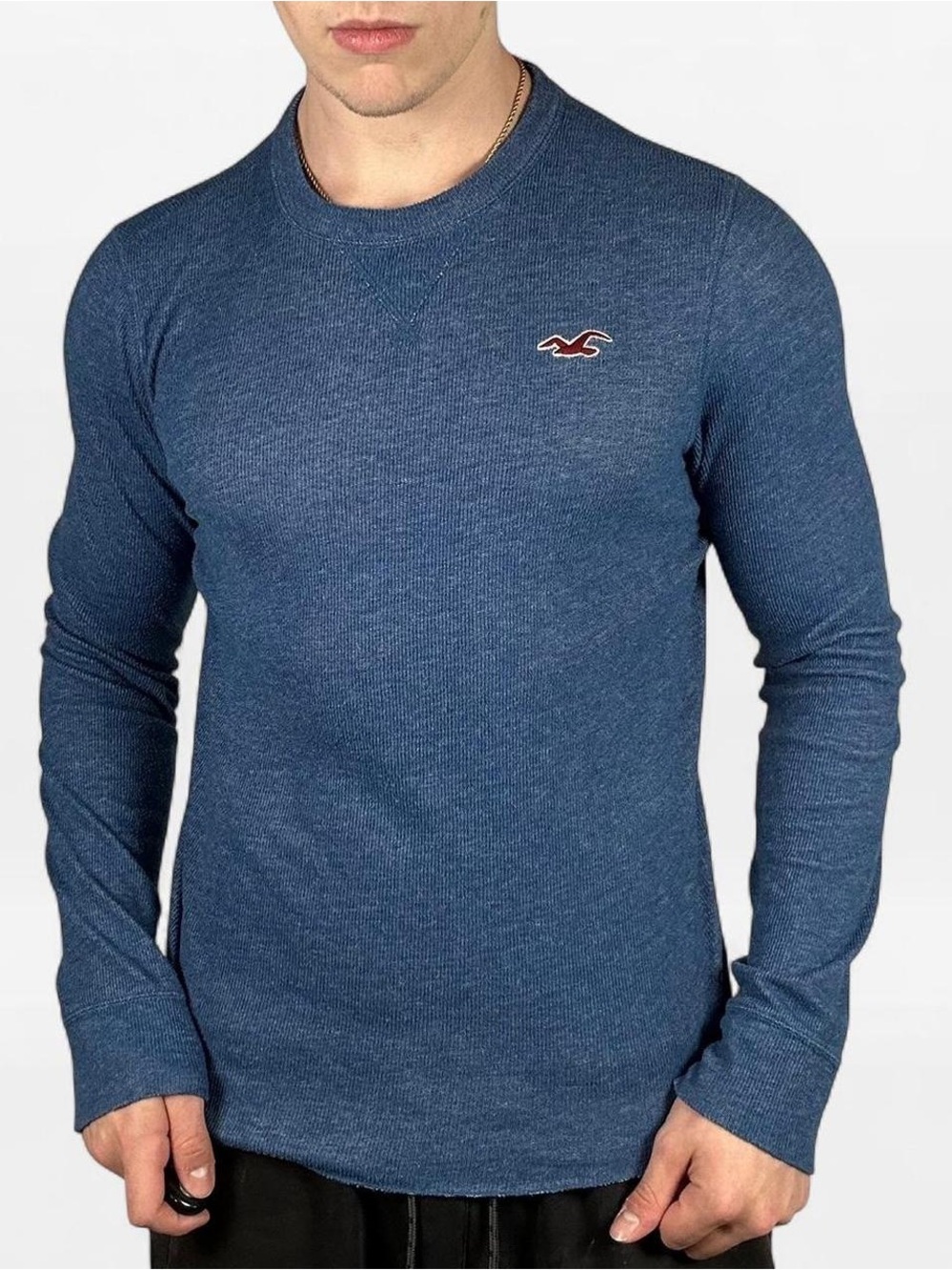 Vintage Y2K Hollister Men’s Small Blue Thermal Long Sleeve Shirt